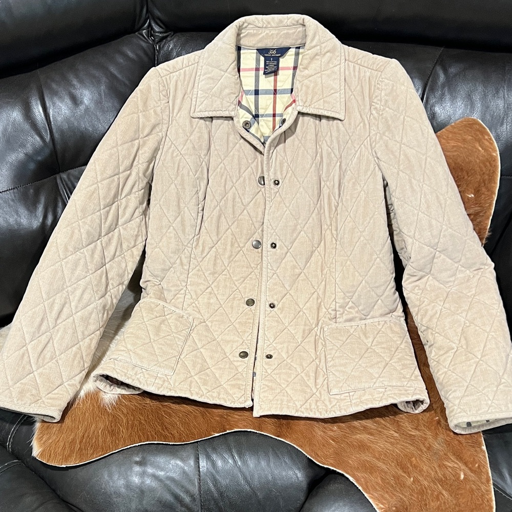 Y2K Brooks Brothers Women's Quilted Corduroy Tan Jacket - Picture 2 of 10